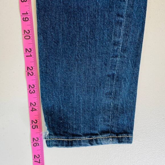 7 For All Mankind Josefina Skinny Boyfriend Blue Torn Distressed Y2K Jeans 25 - Picture 12 of 13